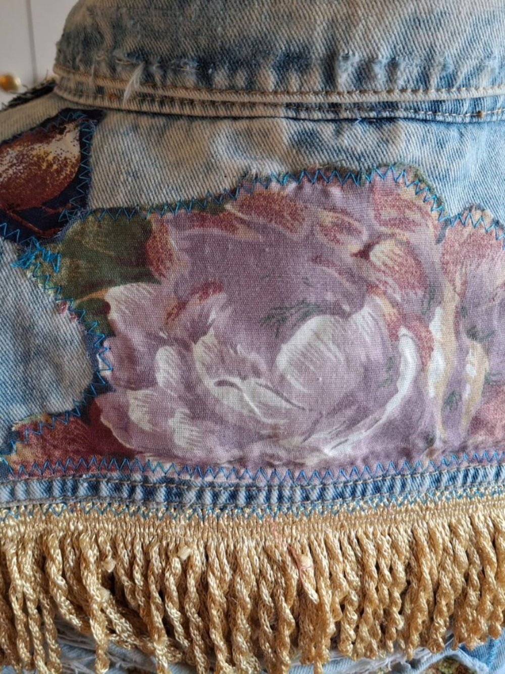 ENSY One-of-a-Kind Handmade Upcycled Denim Duster Coat A dramatic wearable artwo - Picture 3 of 10